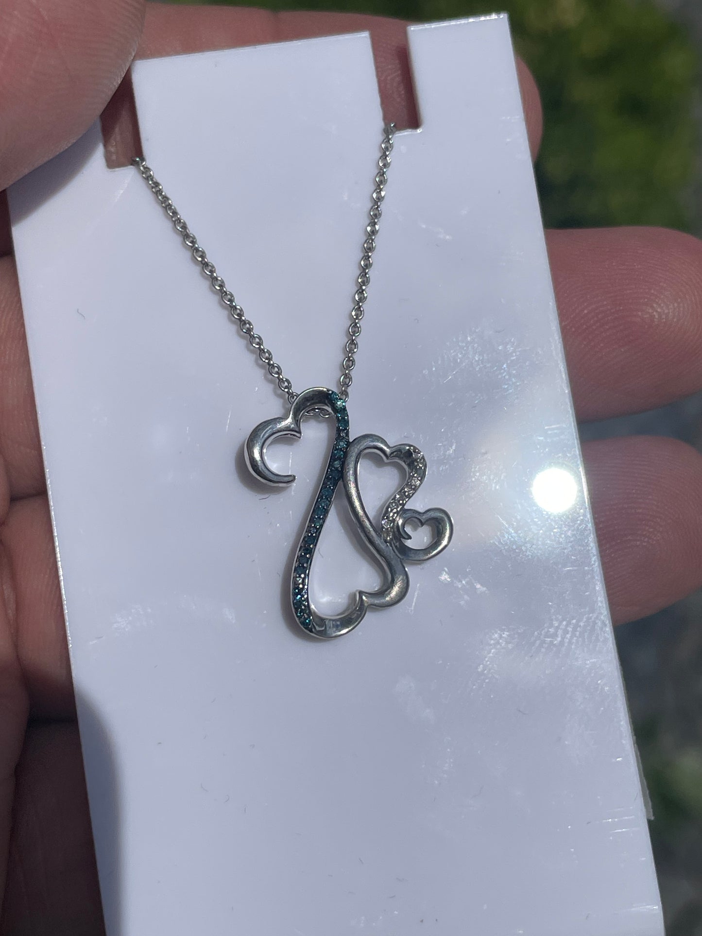 925 Sterling Silver Jane Seymour Open your Heart Diamond Necklace
