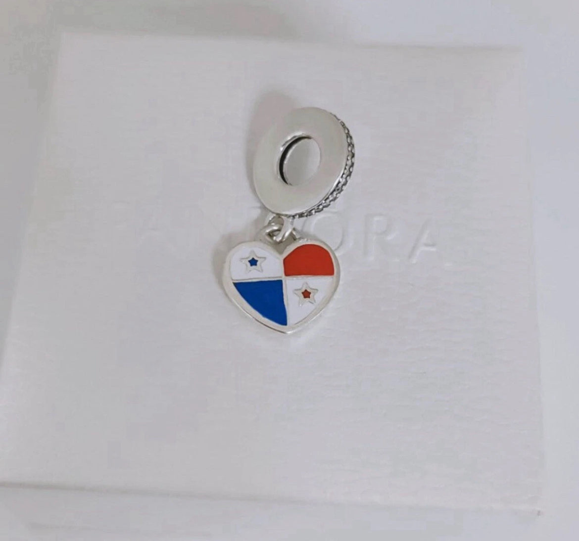 Pandora Panama Heart Flag Country Exclusive Travel Dangle Charm