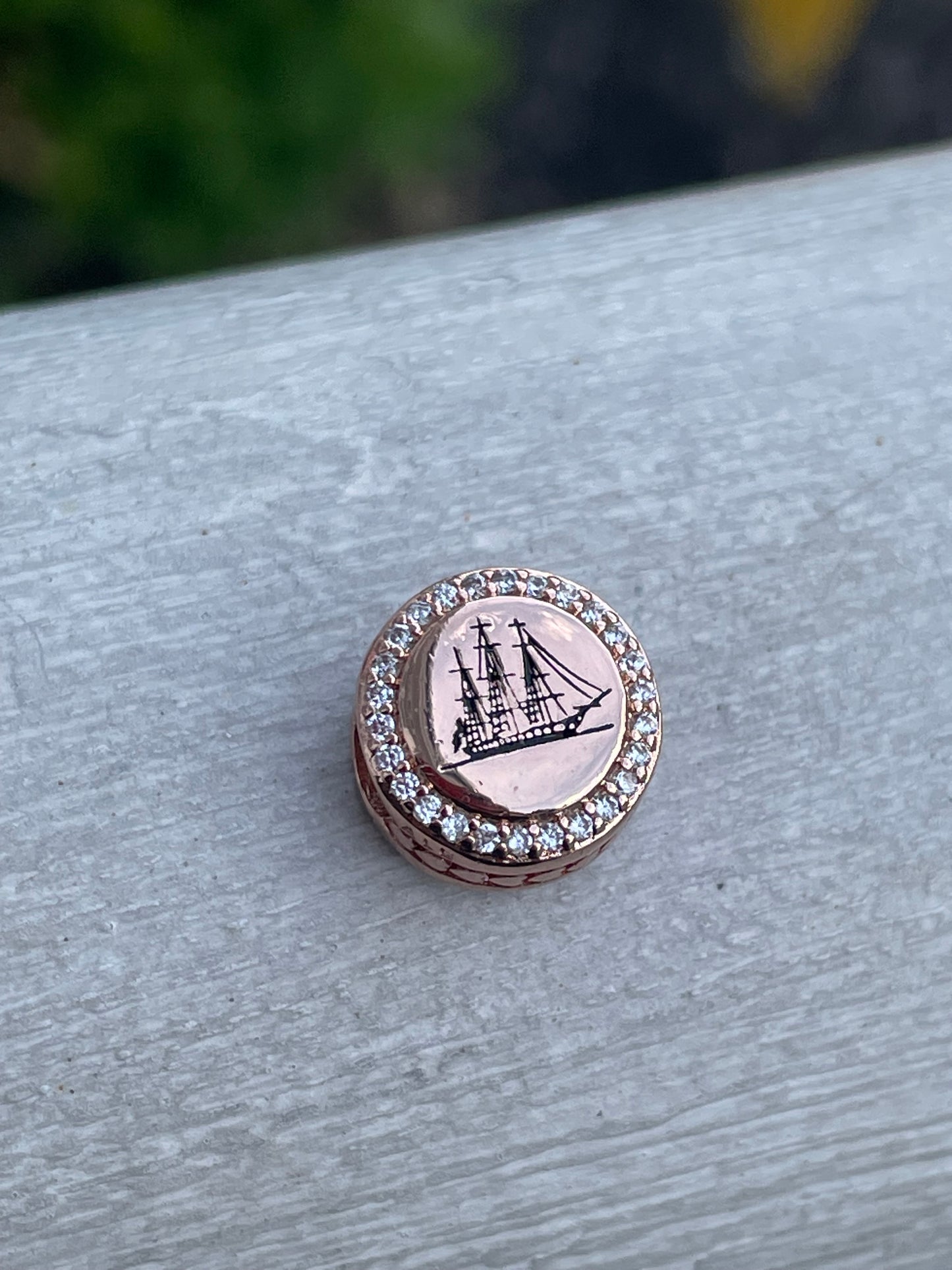 Pandora Boston Massachusetts State Exclusive Rose Gold Iconic Ship Signet Travel Charm