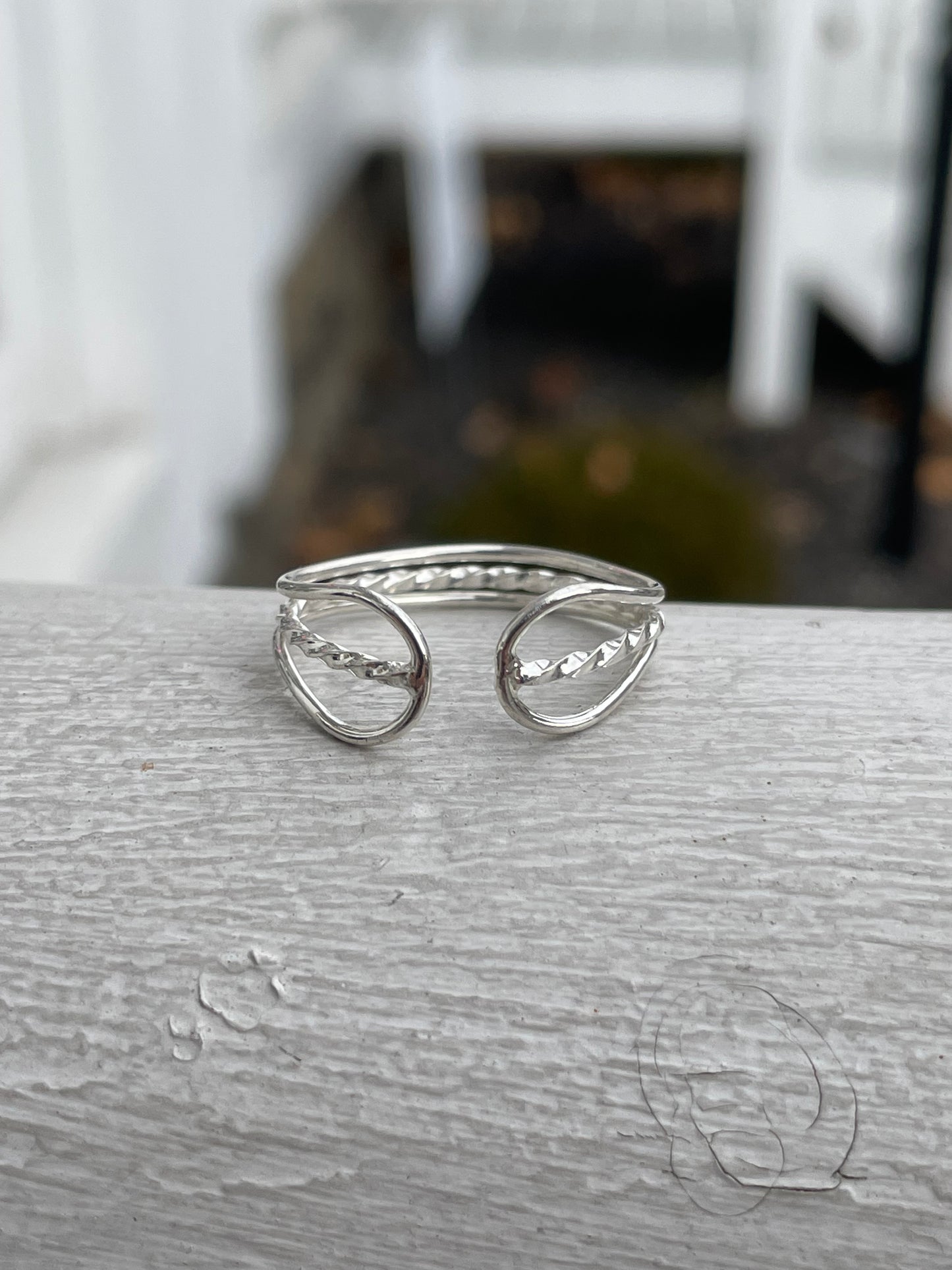 925 Sterling Silver Openwork Wire Band Ring Open Size