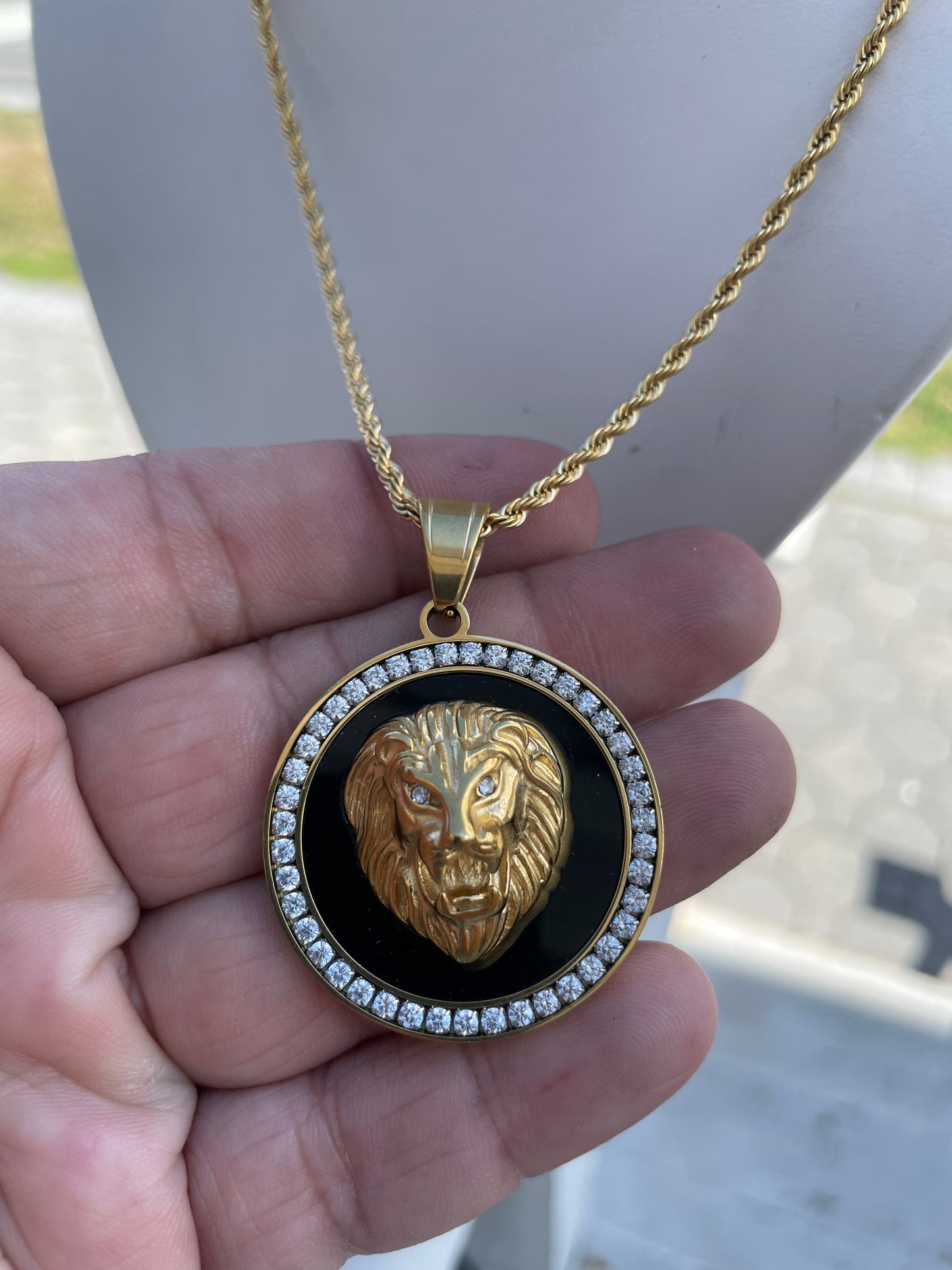 Stainless Steel Lion Gold Plated Necklace