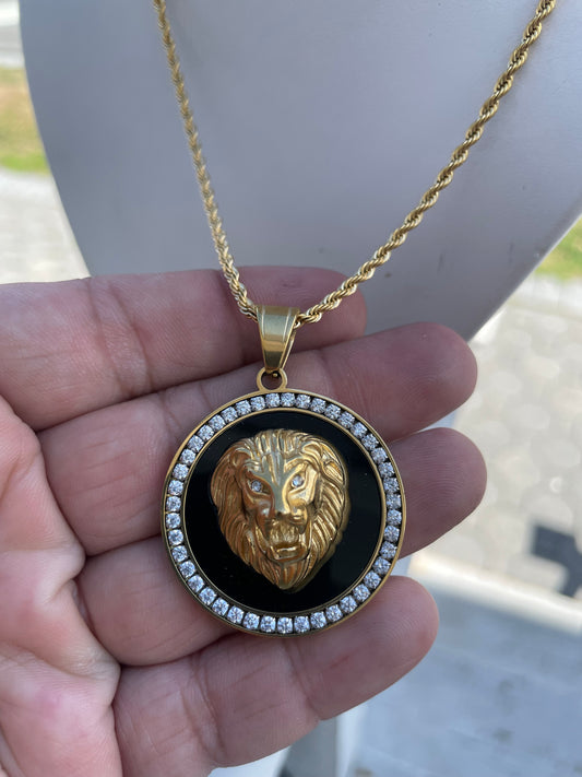 Stainless Steel Lion Gold Plated Necklace