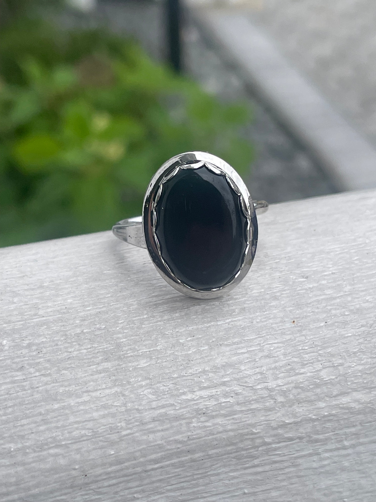 Designer Wesley Emmons Open Size 925 Sterling Silver Onyx Ring