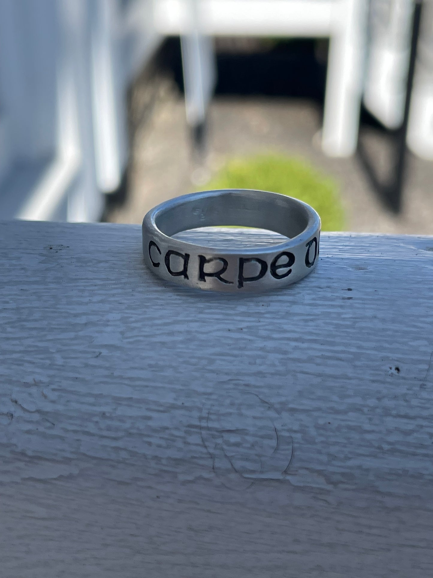 925 Sterling Silver Carpe Diem (Seize the Day) solid band ring size 8