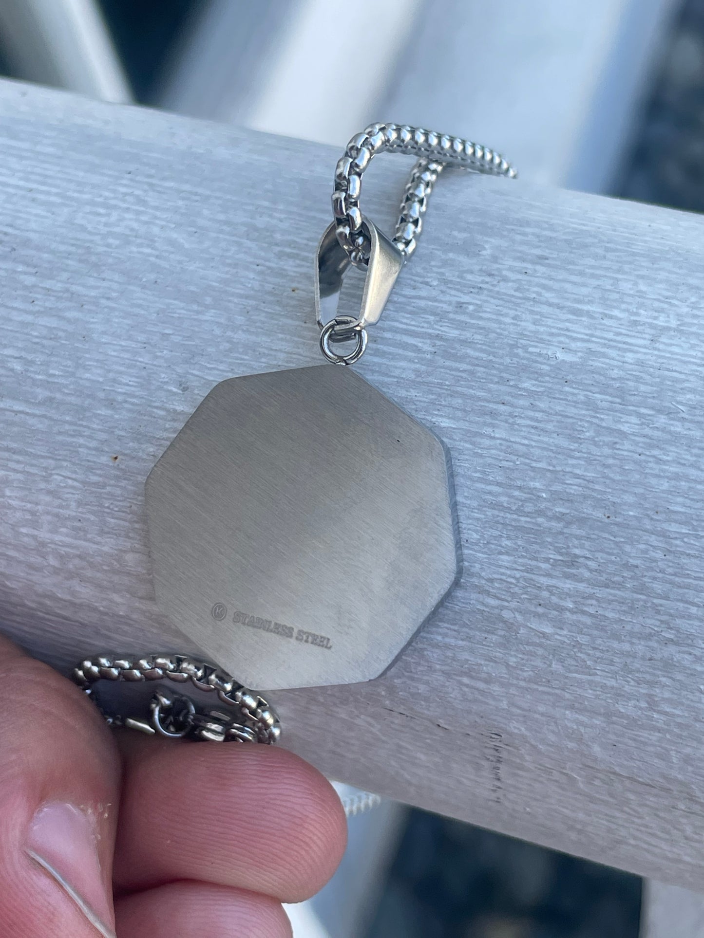Stainless Steel Yin Yang Disc Necklace