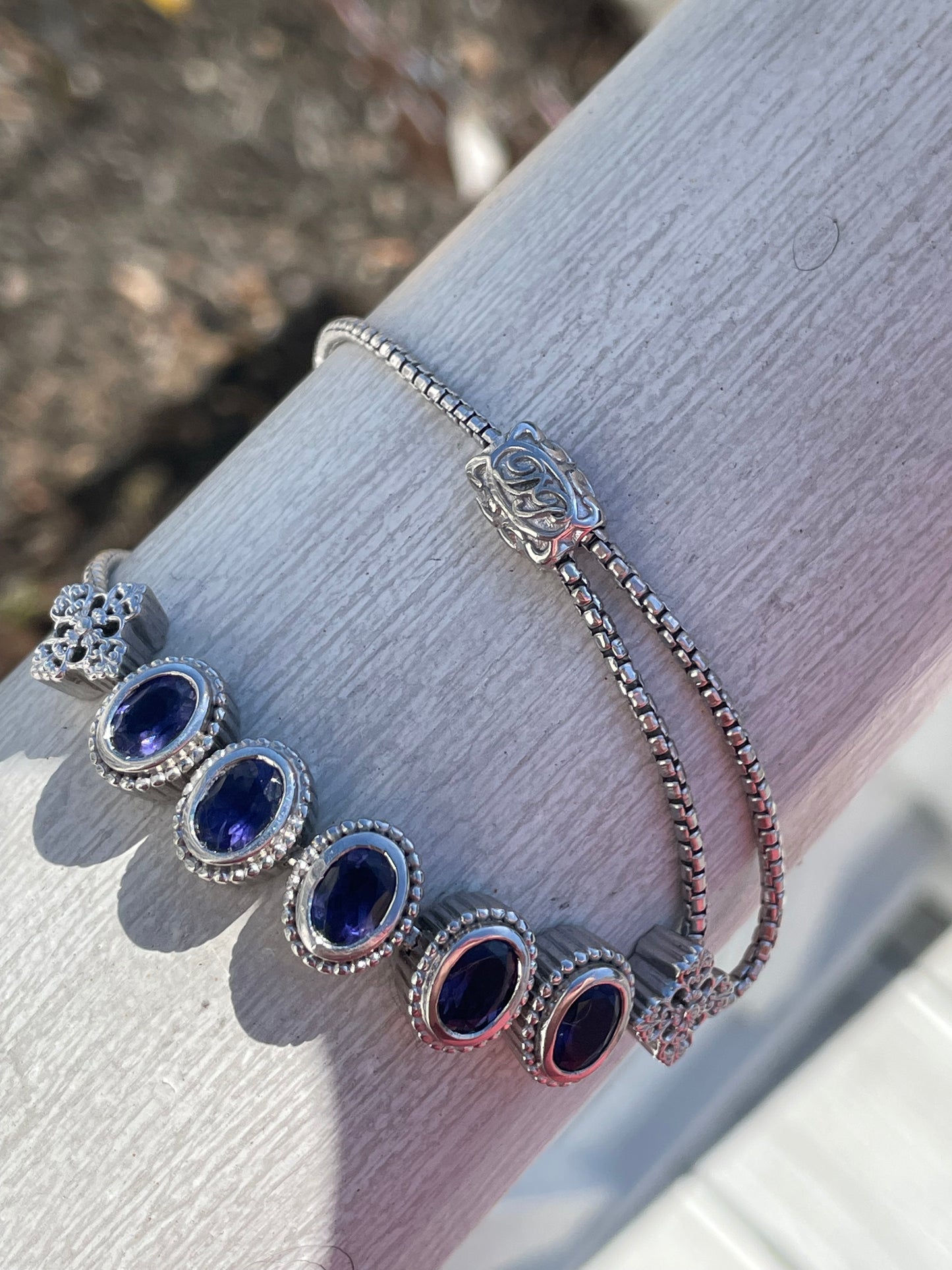 Designer Doug Paulson DP 925 Sterling Silver Iolite Cable Bracelet