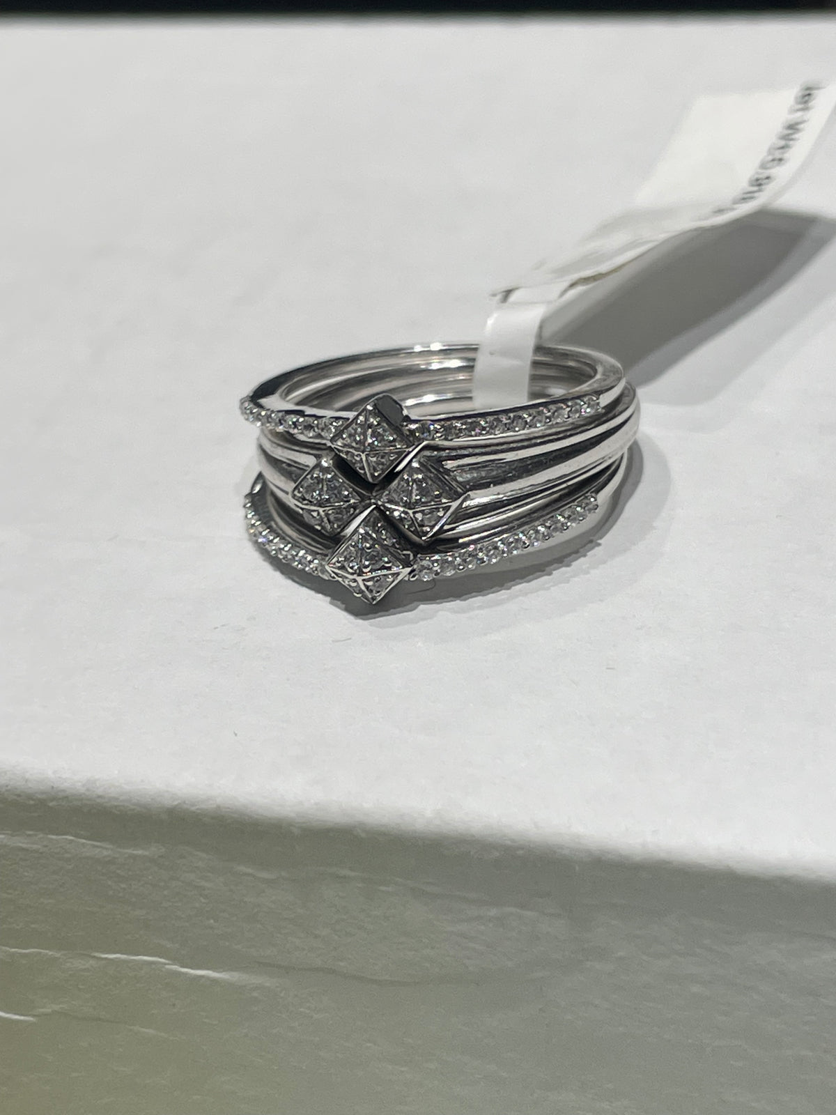 925 Sterling Silver 3pc Lot Clear Zirconia Stack Rings Size 7