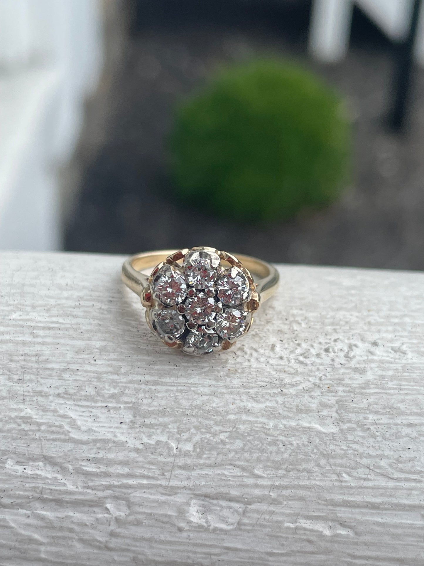 14k Gold 1.40ct Natural Diamond Cluster Ring Size 5.75
