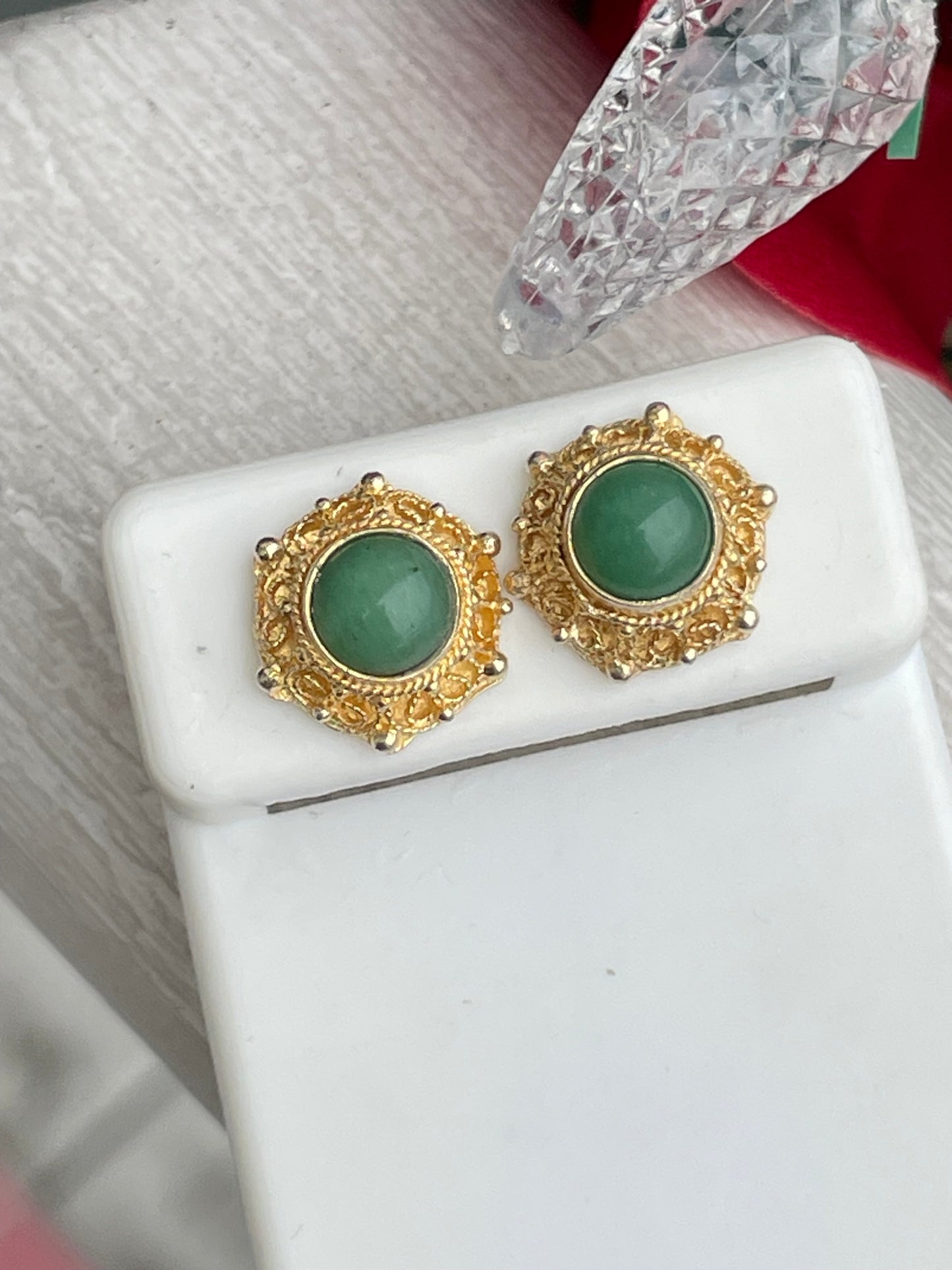 Vermeil Jade Earrings