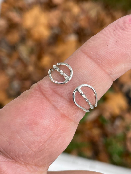 925 Sterling Silver Openwork Wire Band Ring Open Size