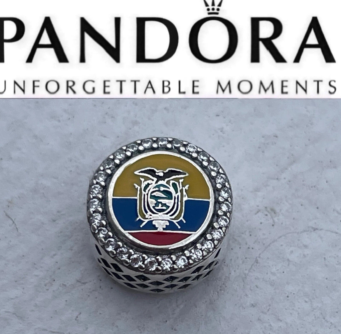 Pandora Ecuador Country Flag Exclusive Travel Round Signet Charm