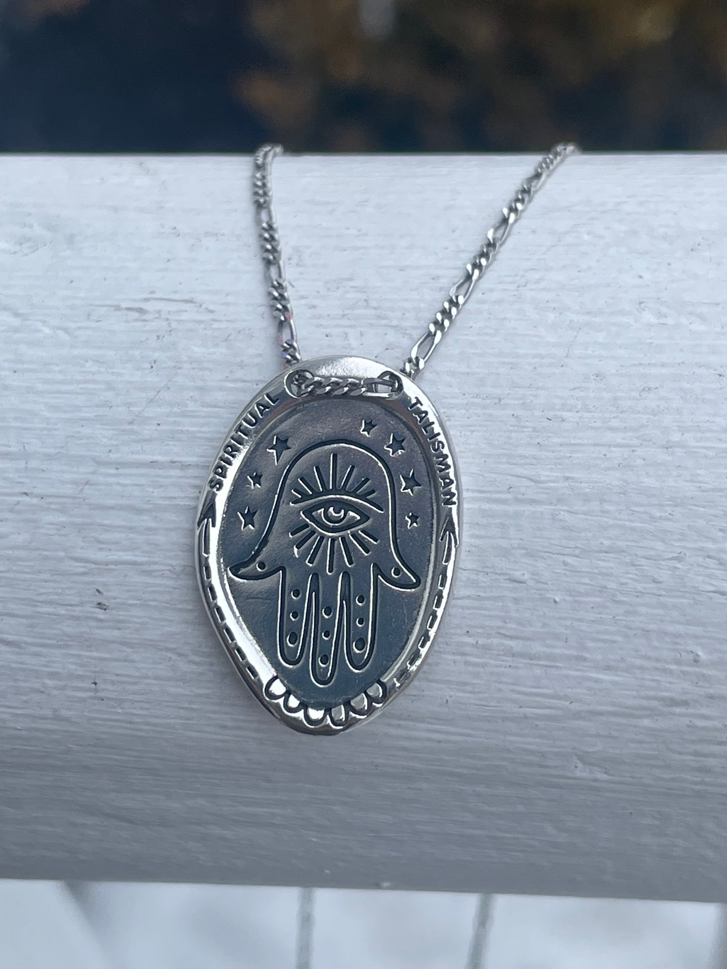 925 Sterling Silver Hamsa Spiritual Talisman Necklace 18”