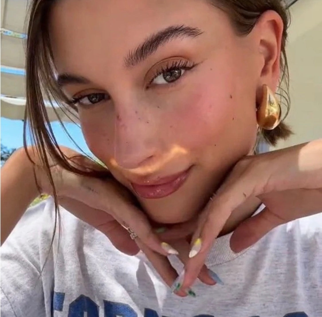 Hailey Bieber Bottega Veneta Style Thick Tear Drop Lightweight Stainless Steel Vermeil Earrings