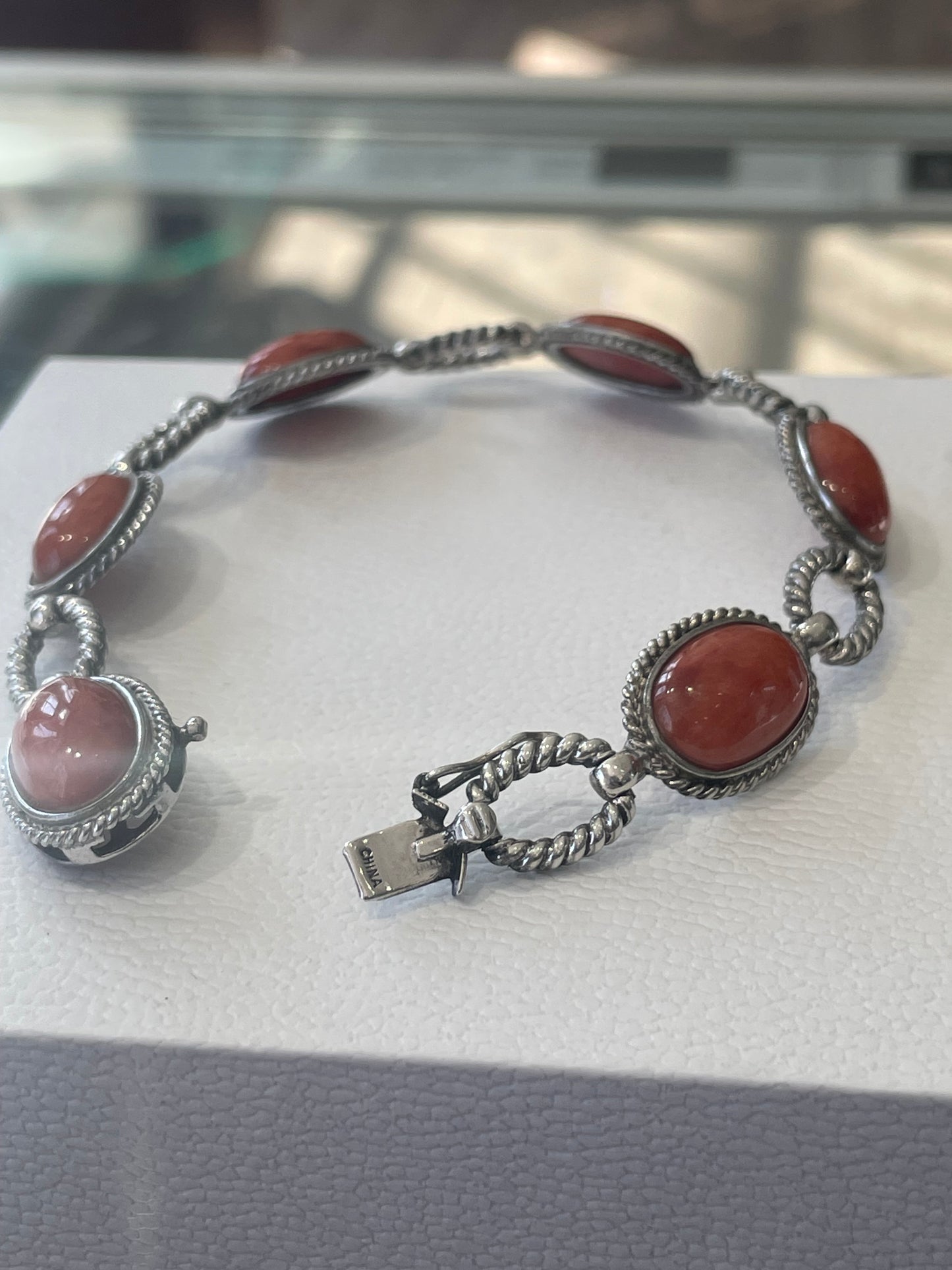 925 Sterling Silver Spiny Oyster Cable Station Bracelet