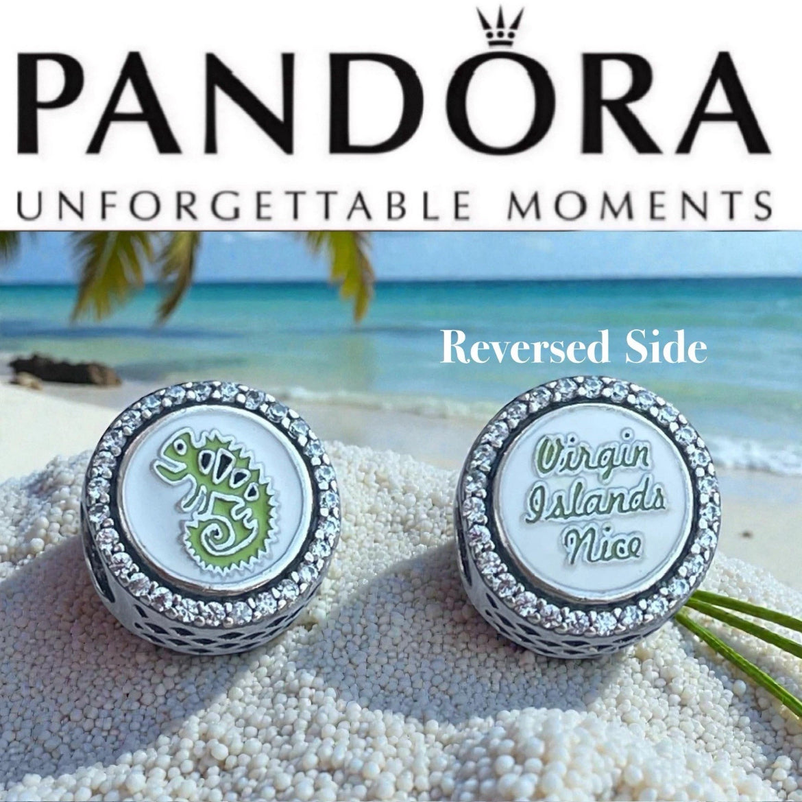 Pandora U.S. Virgin Islands & Nice Exclusive Country Sparkling Signet Travel Charm