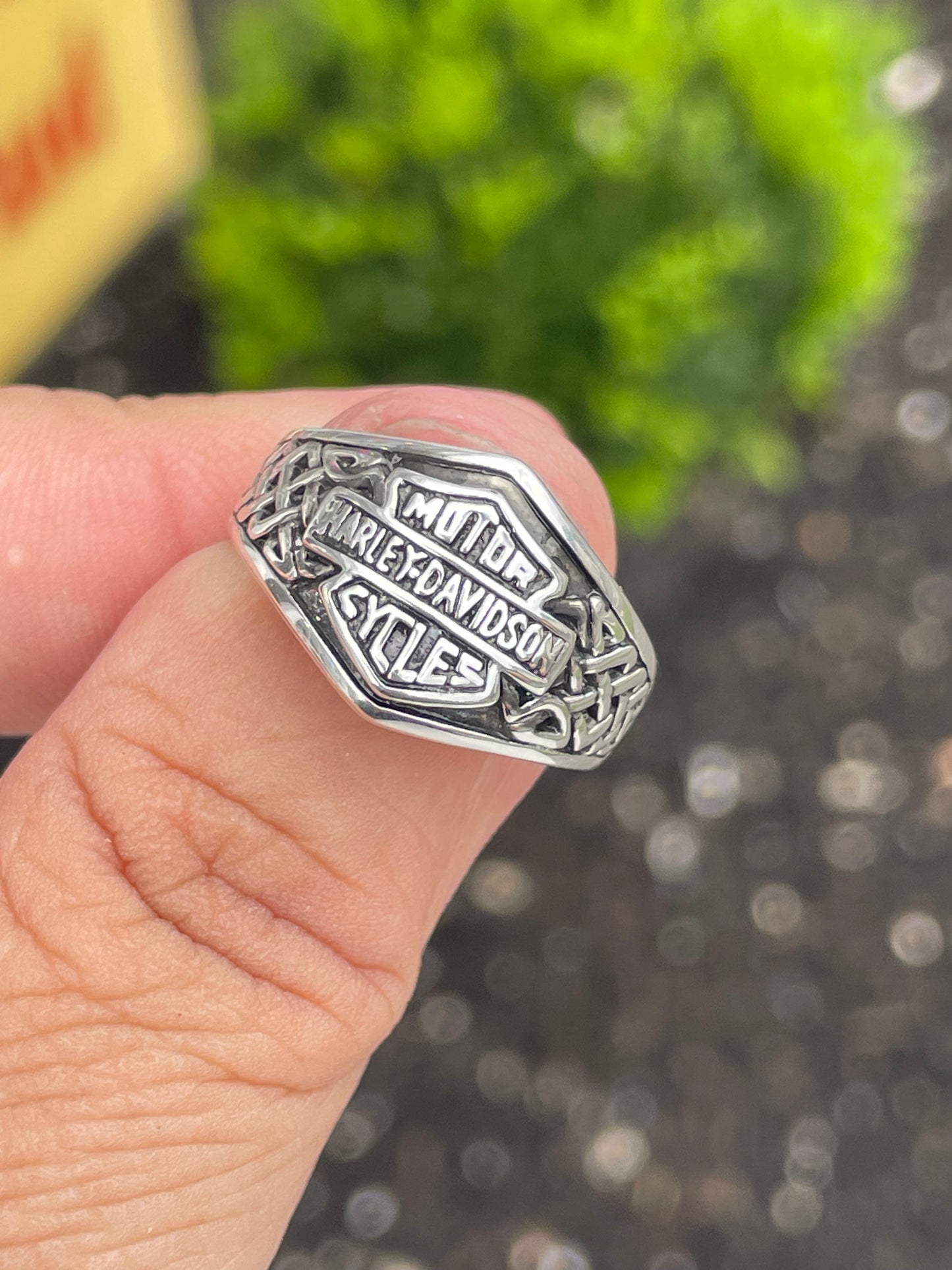 925 Sterling Silver Harley Davidson Logo Shield Band Ring