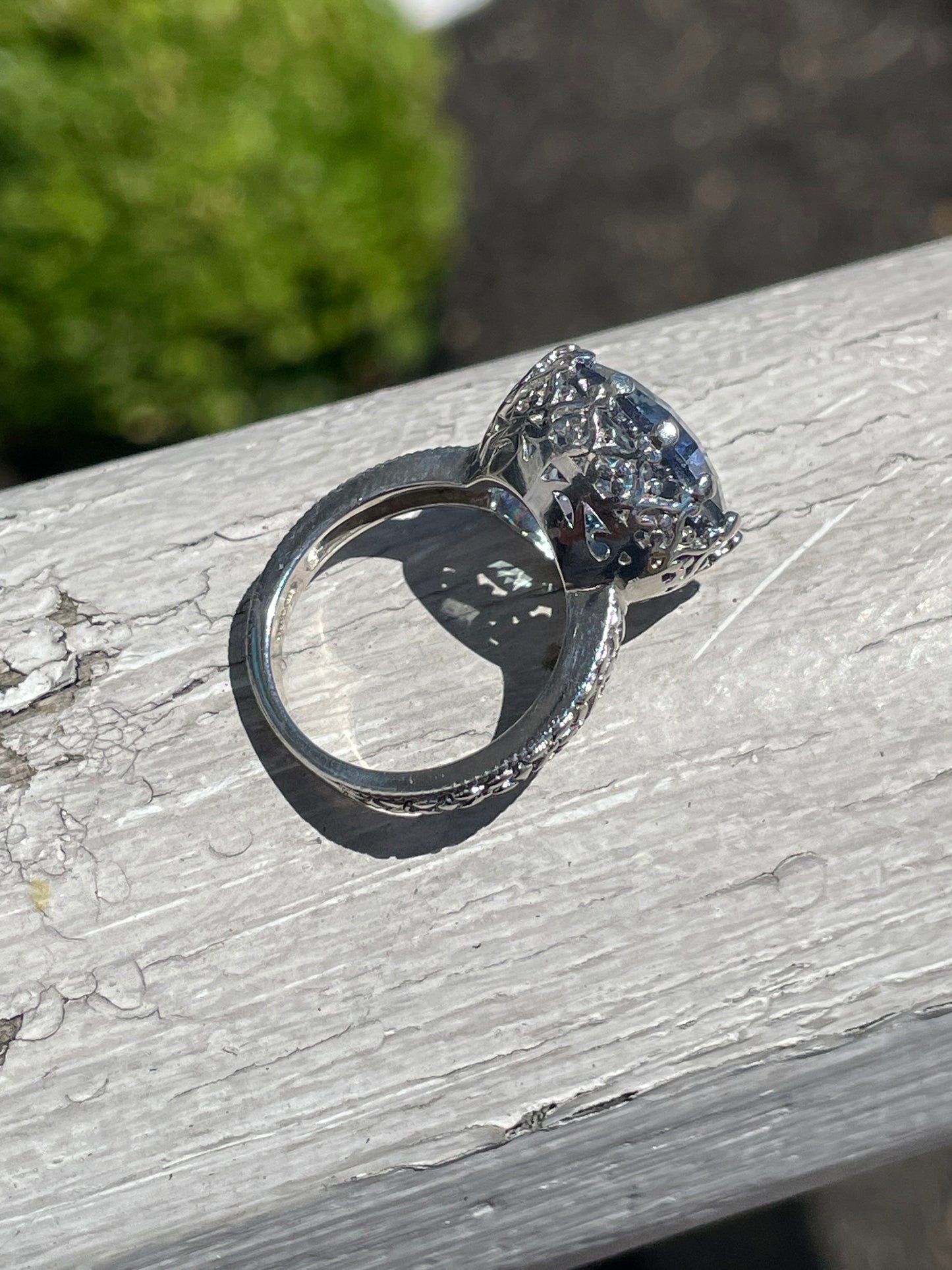 Designer ATR Chuck Clemency Sterling Silver Large Tanzanite Crystal Statement Ring