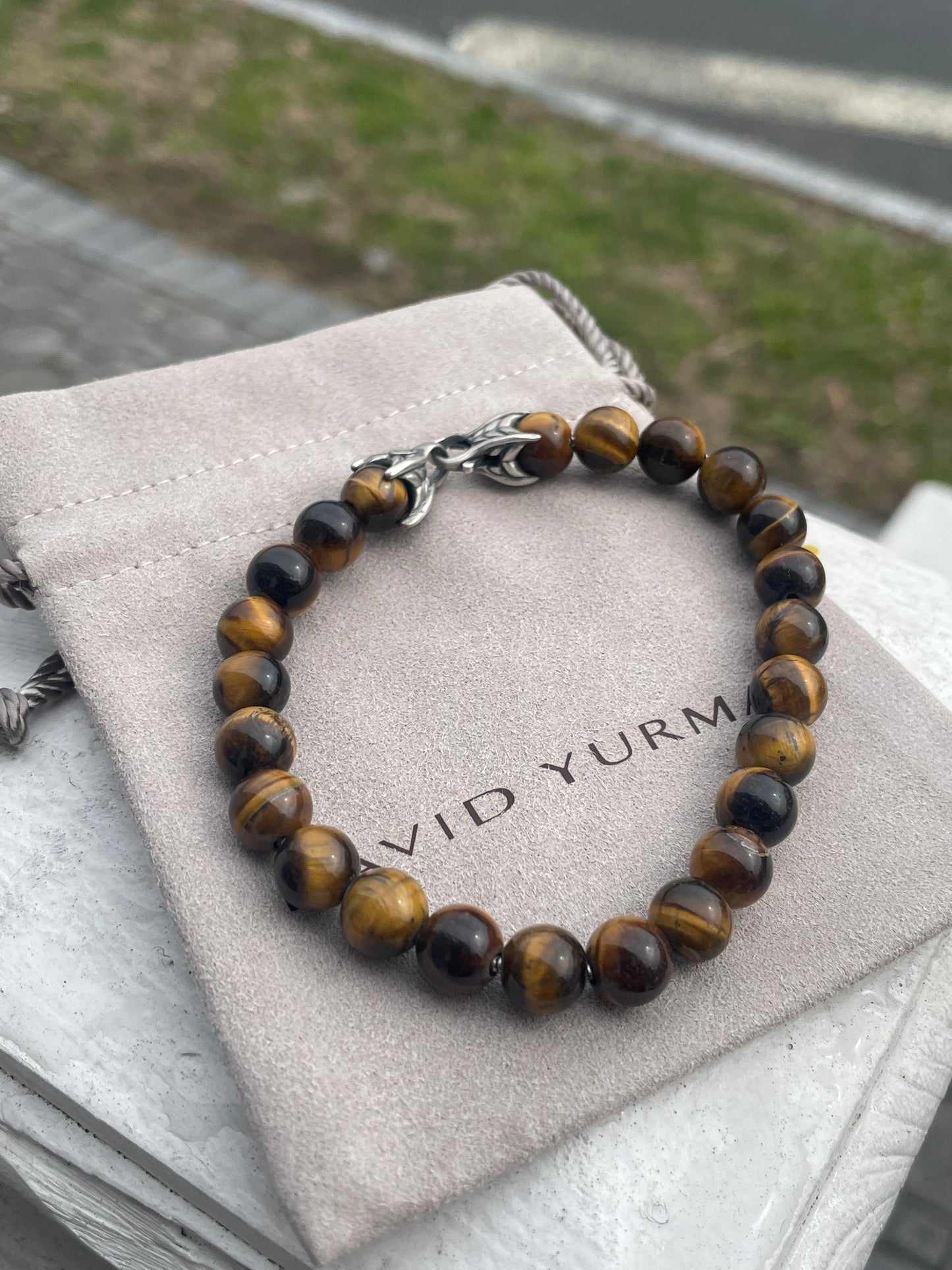 David Yurman Spiritual Beads Unisex Tiger Eye Bracelet 8.5”