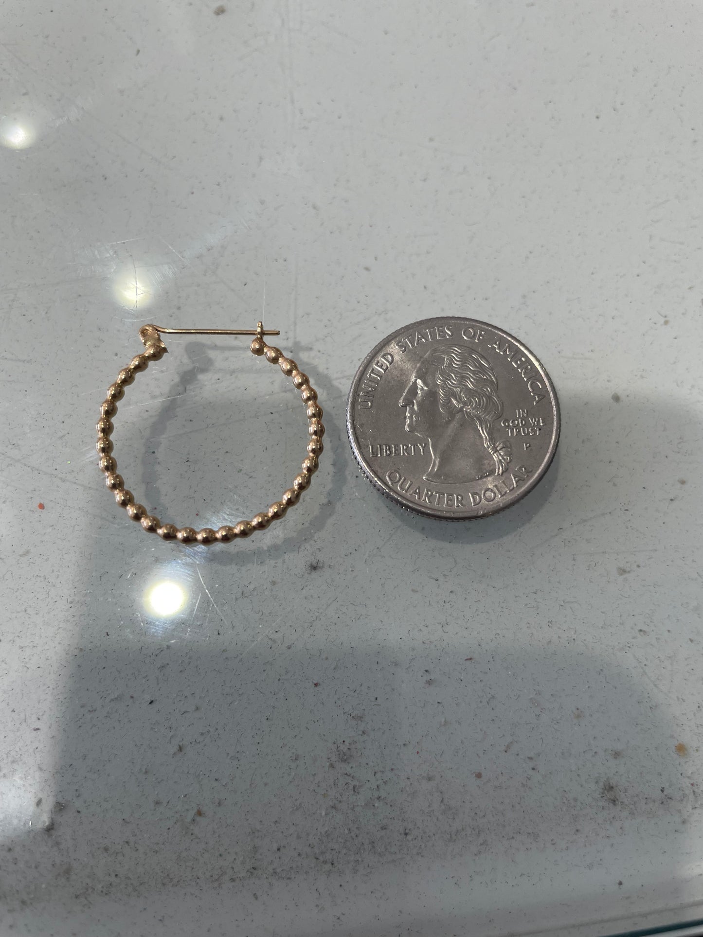 10k Gold Beaded Hoop Earrings