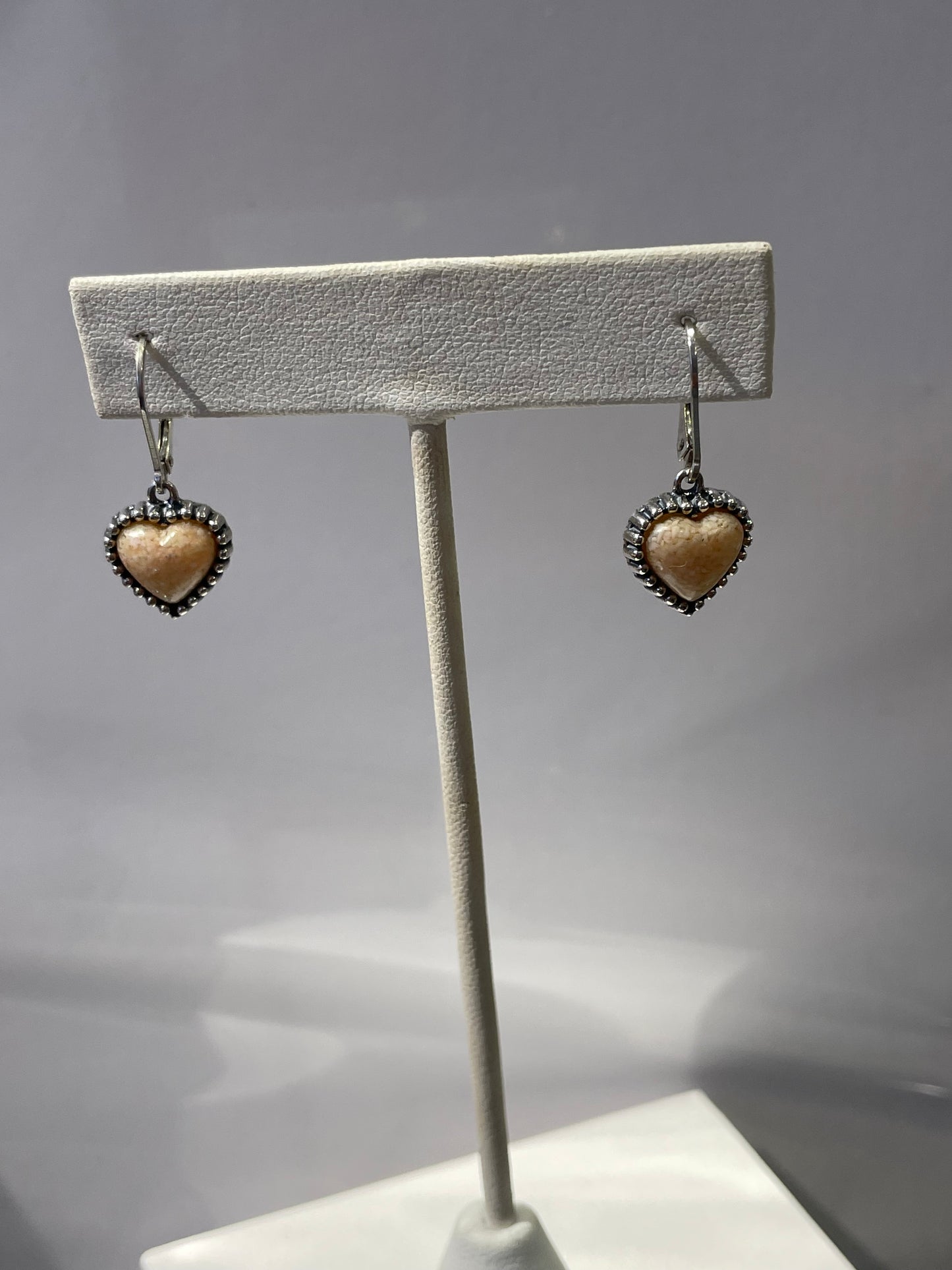 Designer Roderick Tenorio Spiny Oyster Dangle Heart Silver Earrings