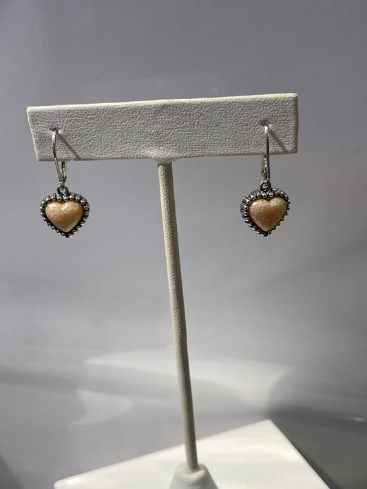 Designer Roderick Tenorio Spiny Oyster Dangle Heart Silver Earrings