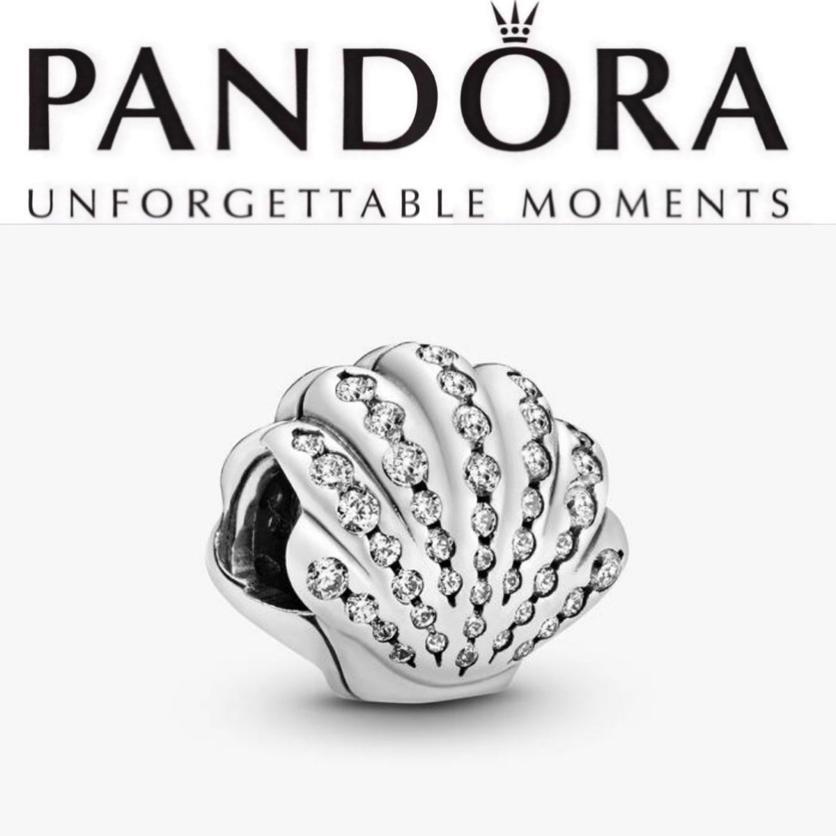 Retired Sterling Silver Ariel's Sea Shell Disney Princess Charm with Clear Zirconia 791574CZ