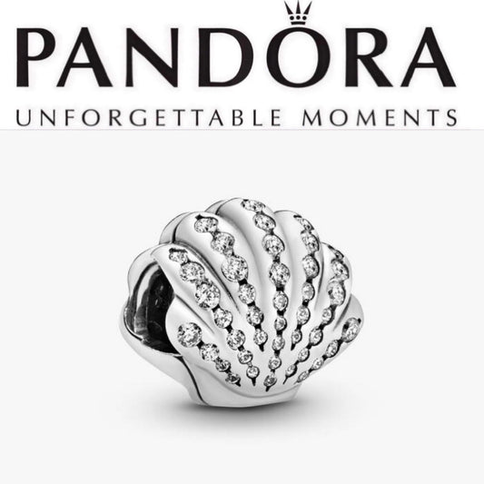 Retired Sterling Silver Ariel's Sea Shell Disney Princess Charm with Clear Zirconia 791574CZ