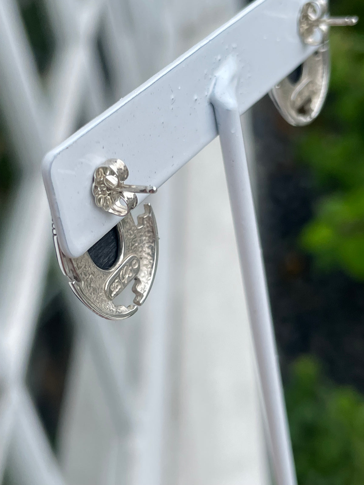 Designer 925 Sterling Silver Carolyn Pollack Multi Inlay Stone Oval Stud Earrings