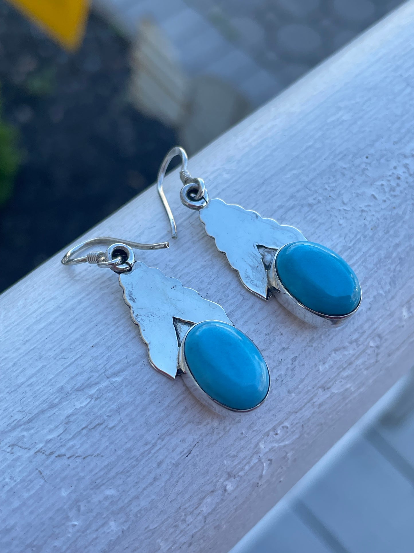 925 Sterling Silver Dangle Turquoise Earrings