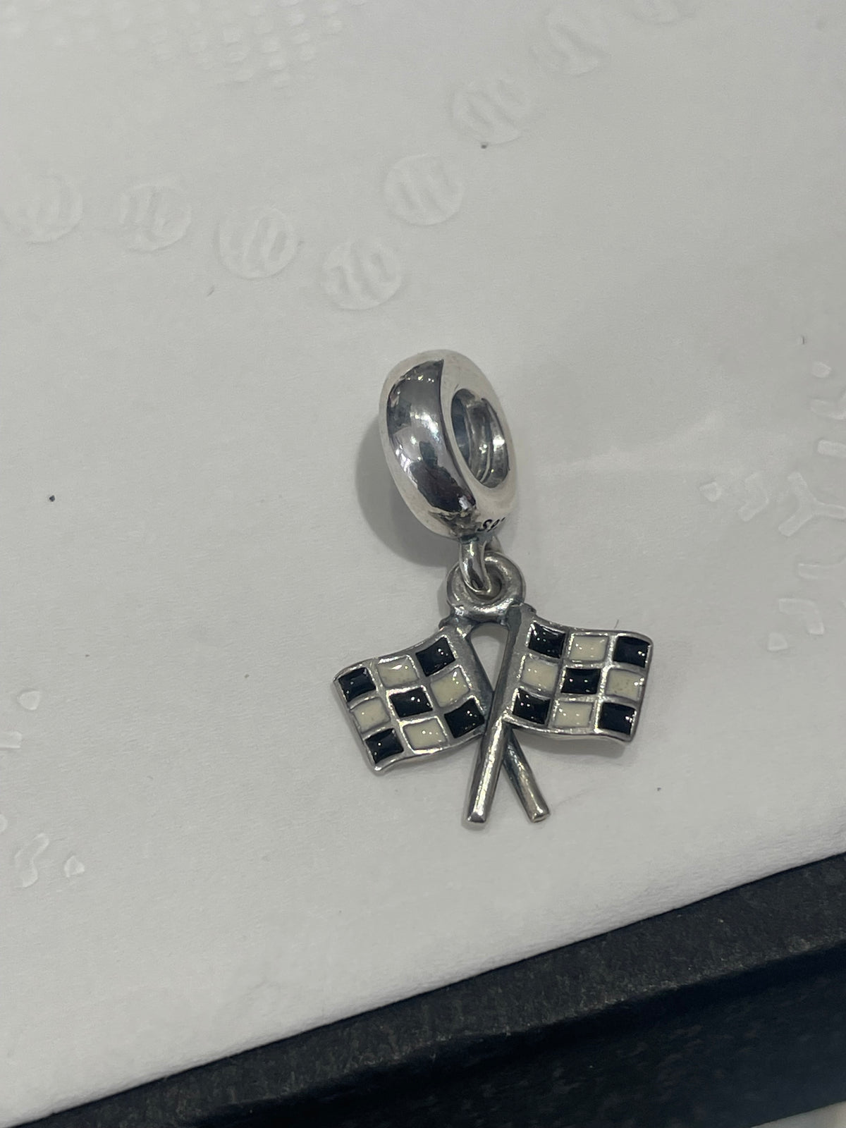 Retired Pandora the Finish Line Checkered Flag Dangle Charm 791508ENMX