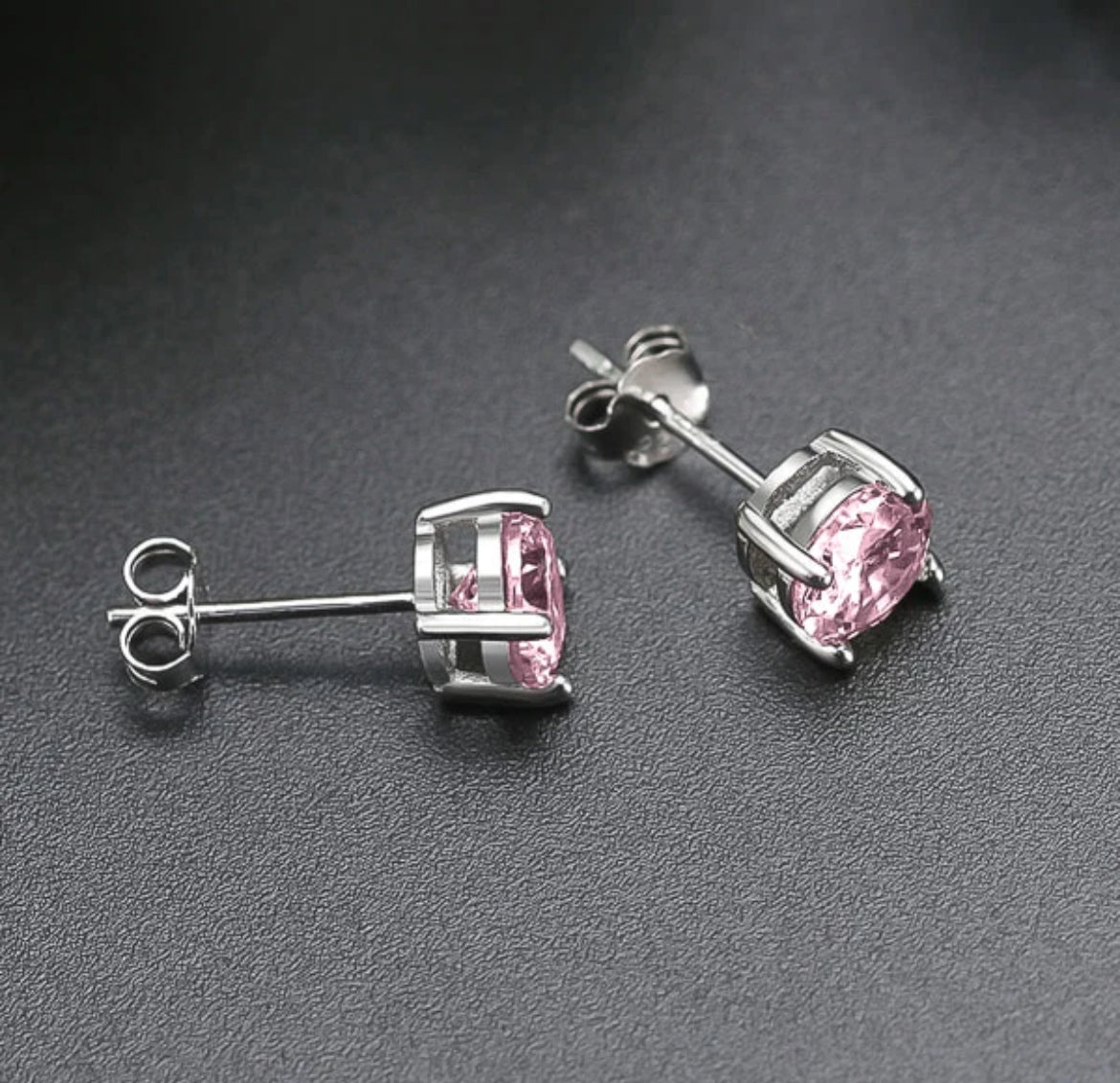 925 Sterling Silver Pink Zirconia Stud Earrings