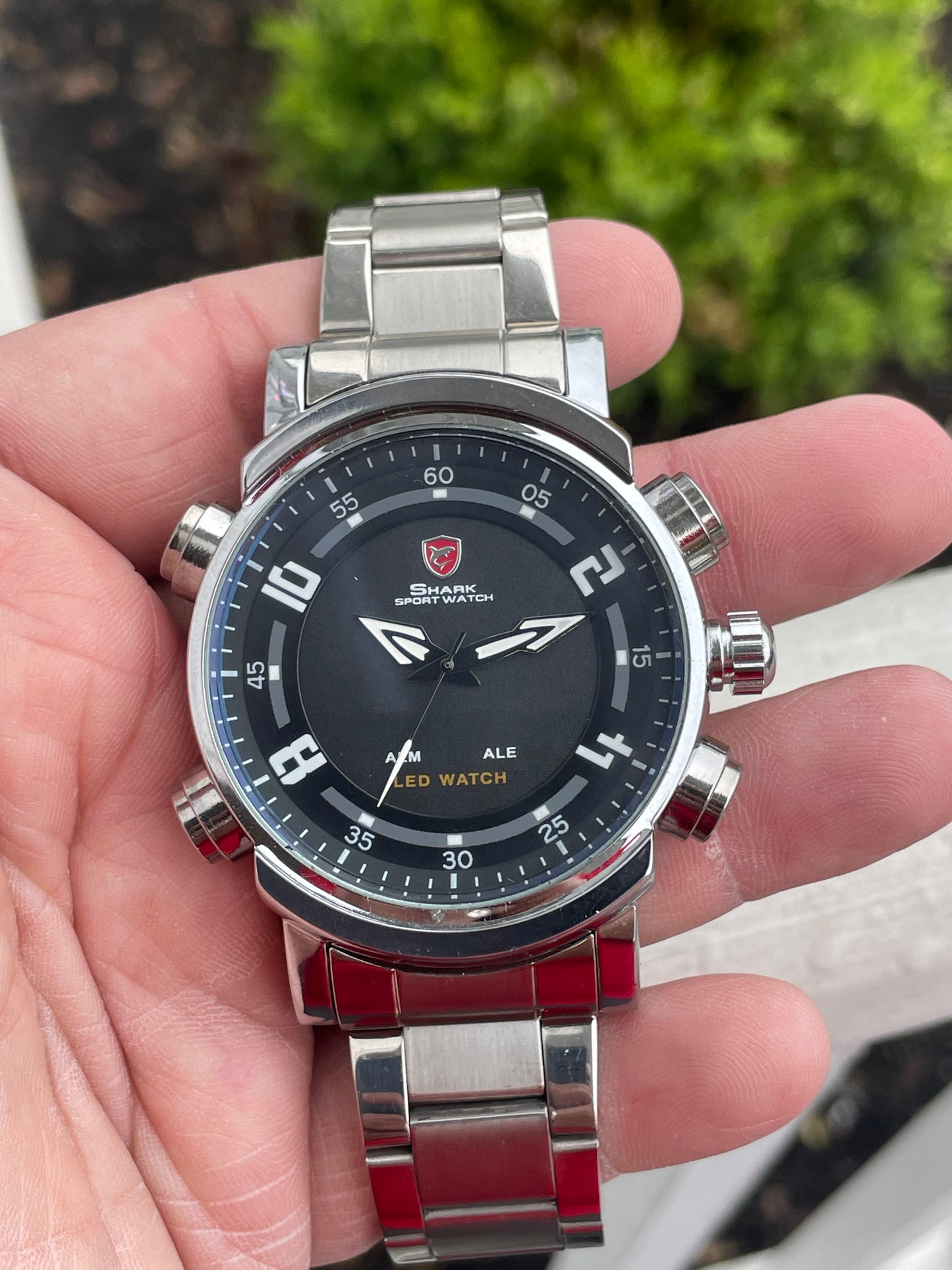 Men’s Stainless Steel Shark LED Sport Watch