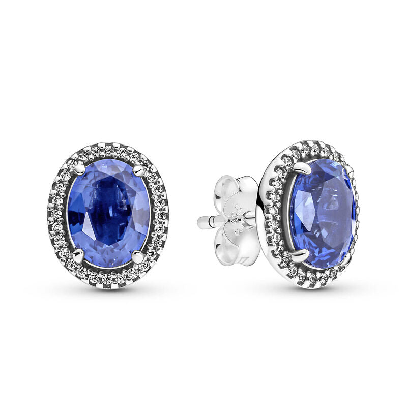 Pandora 290040C01 Sparkling Blue Crystal Statement Halo Cz Stud Earrings