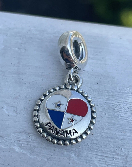 Pandora Panama Heart Flag Country Exclusive Travel Dangle Charm