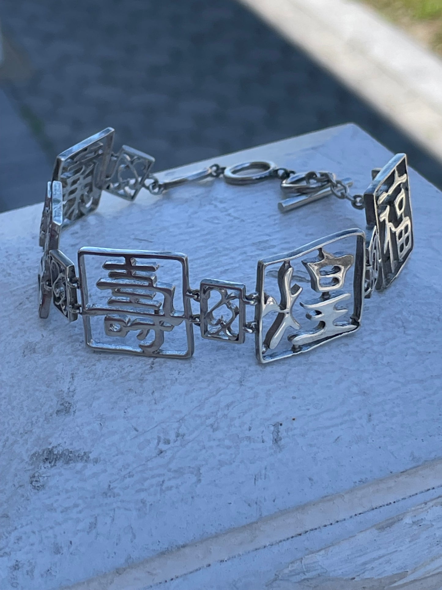 925 Sterling Silver Chinese Proverbs Bracelet 8”-9”