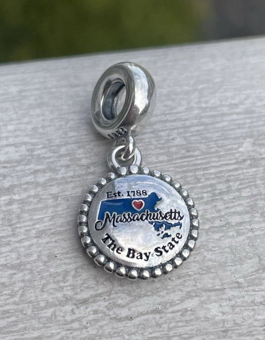 Pandora Massachusetts State Exclusive Dangle Map Travel Charm