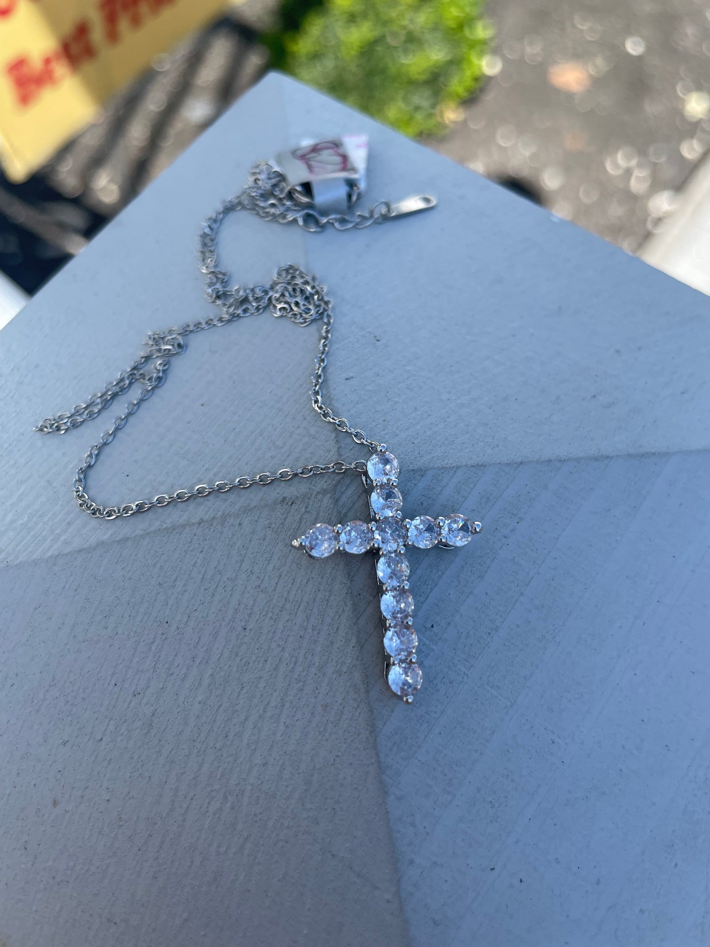 Stainless steel Cz Cross Necklace