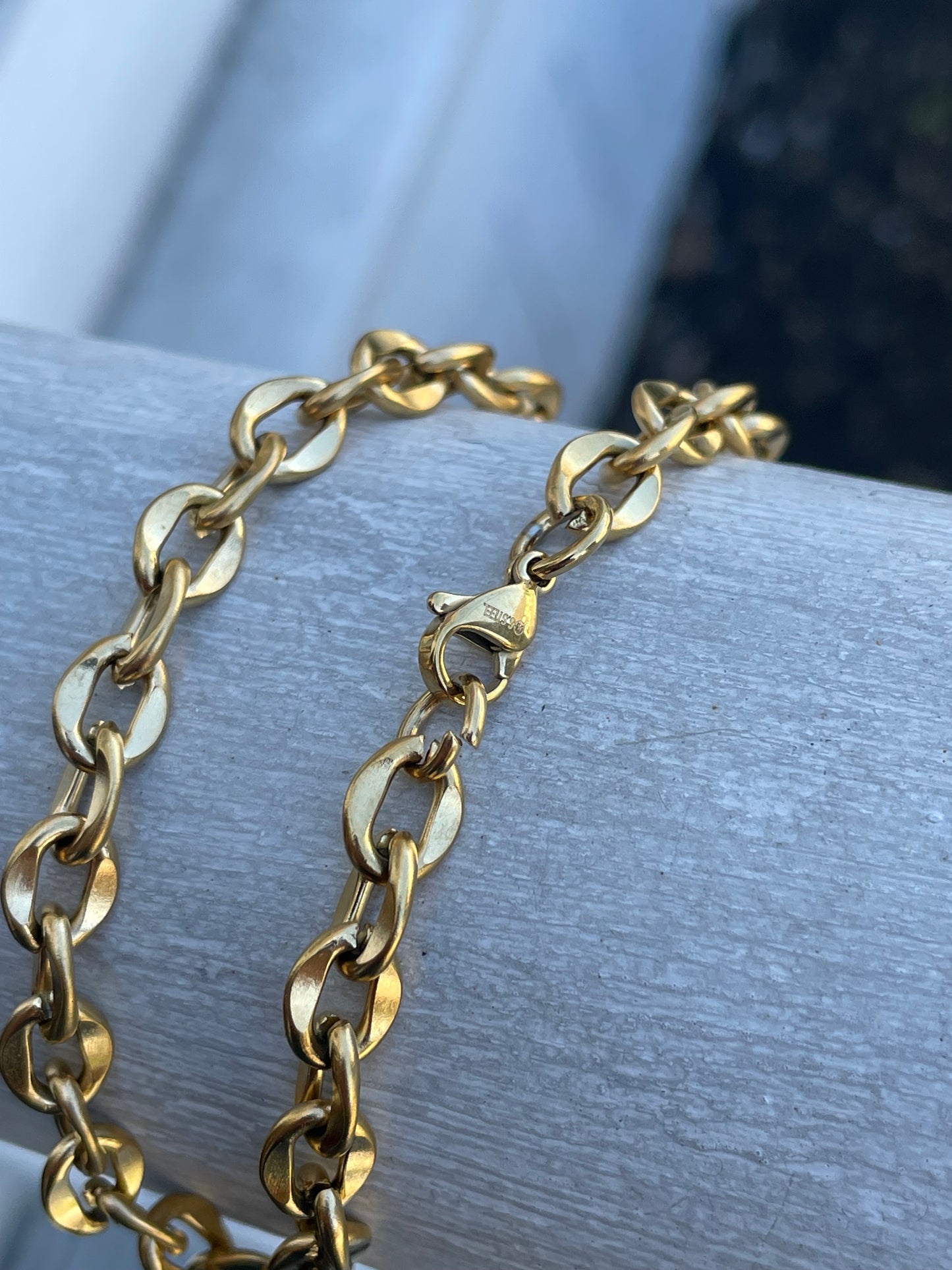 Stainless Steel Vermeil Open Circle Link Anklet 10”