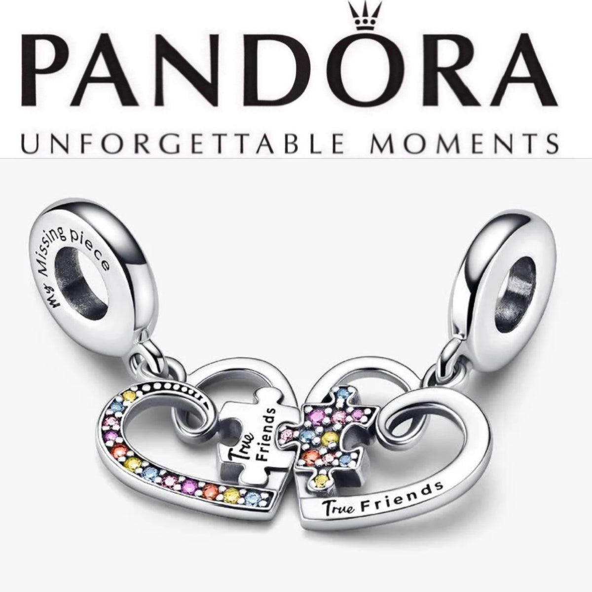 Puzzle Piece Hearts Splittable Friendship Dangle Charm 792239C01