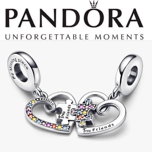Puzzle Piece Hearts Splittable Friendship Dangle Charm 792239C01