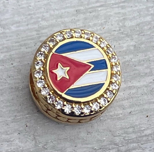 Pandora Country of Cuba Exclusive Round Signet Flag Gold Shine Charm