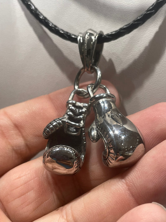 Stainless Steel 3-D Boxing Gloves Necklace