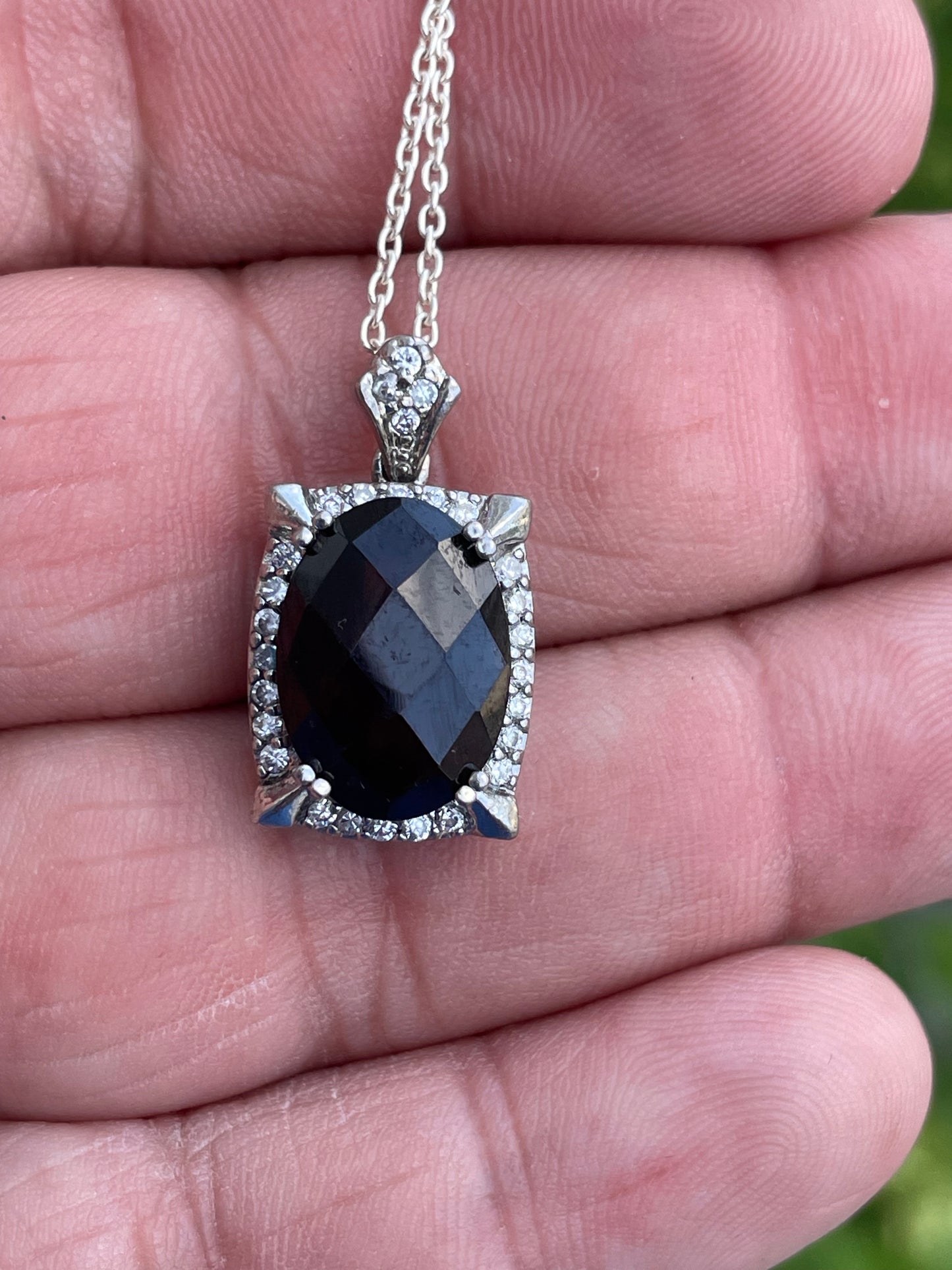 925 Sterling Silver & Clear Zirconia Power Necklace 18”