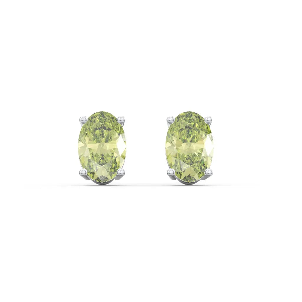 925 Sterling Silver Oval Cut Peridot Stud Earrings