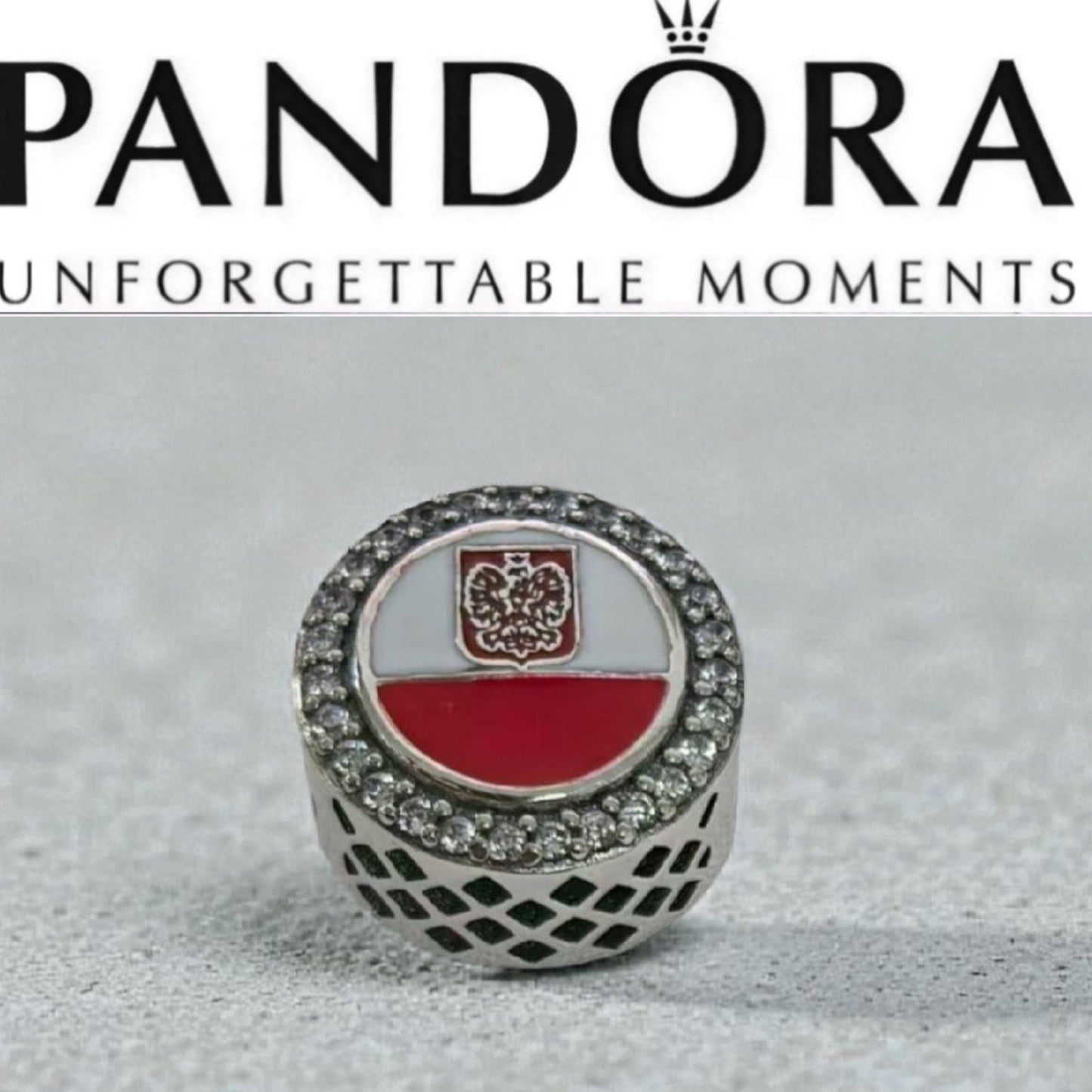 Pandora Country of Poland Exclusive Round Signet Flag Polska Charm