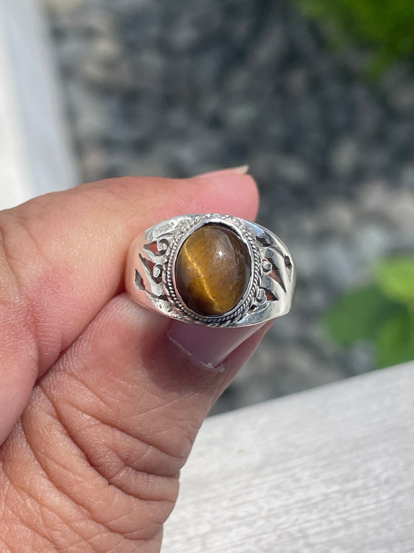925 Sterling Silver Tiger’s Eye Ring Size 7