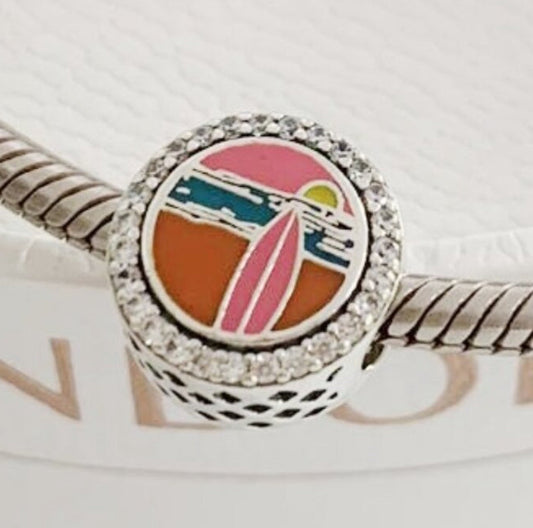 Pandora Santa Monica California Exclusive Round Beach Scene Signet Charm