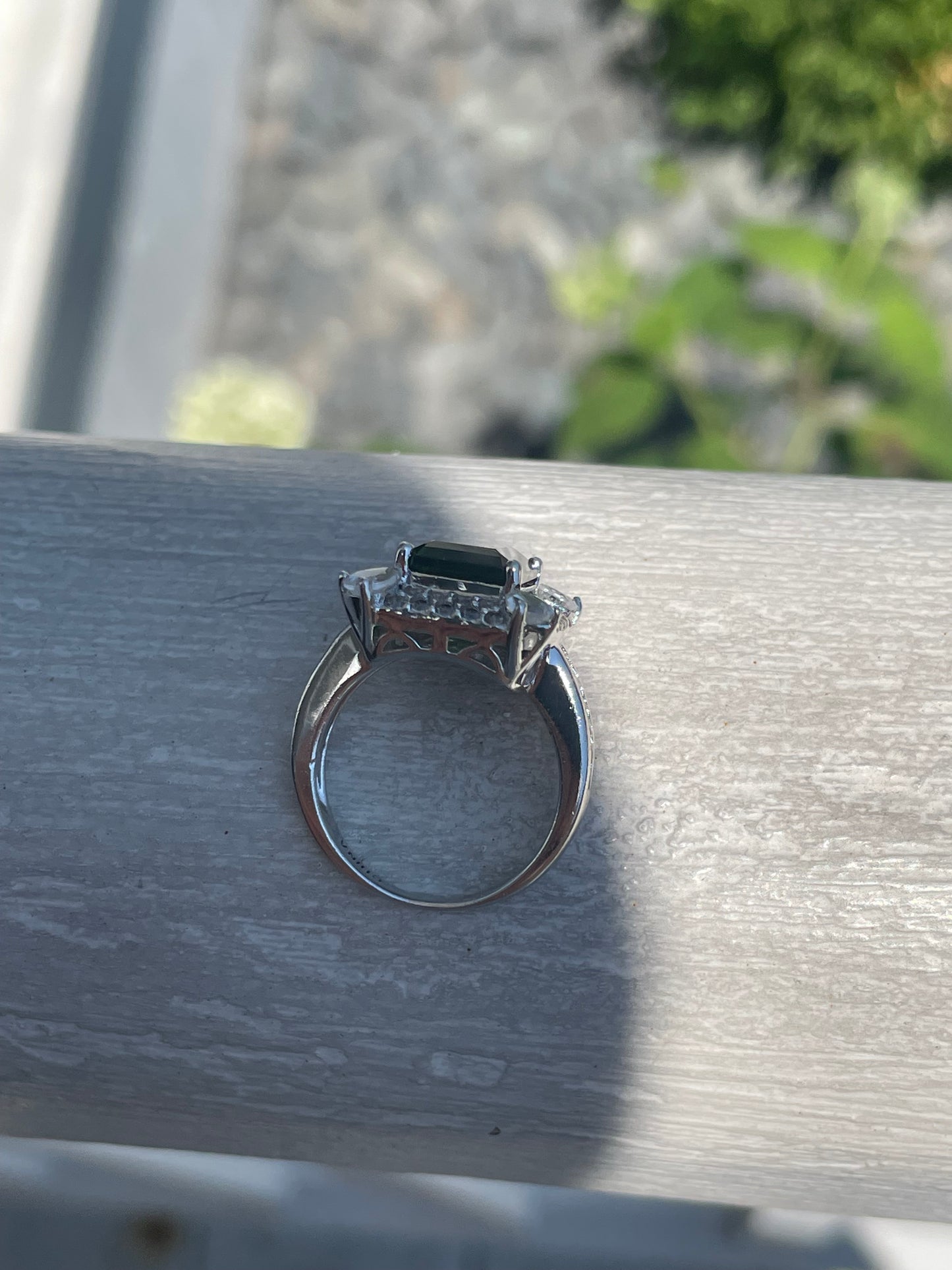 925 Sterling Silver Chrome Diopside & Cz Cluster Ring Size 6