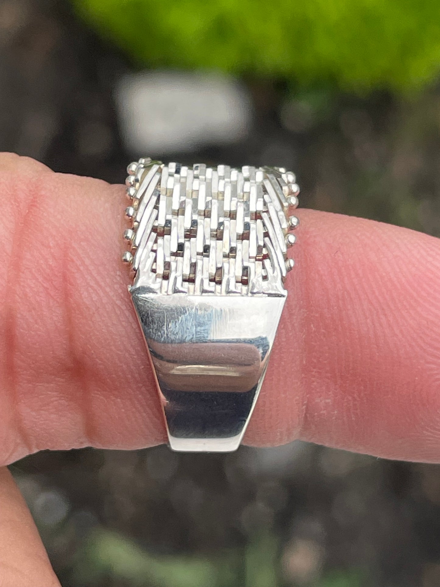 925 Sterling Silver Panther Link Flex Ring Size 8