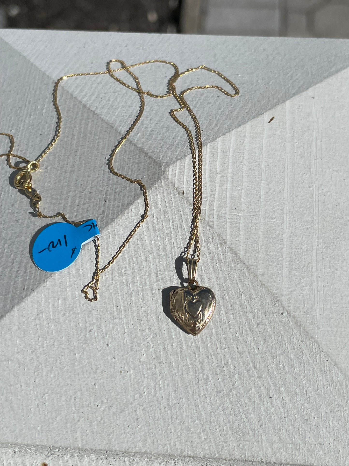 10k Gold Mini Heart Locket Necklace 20”